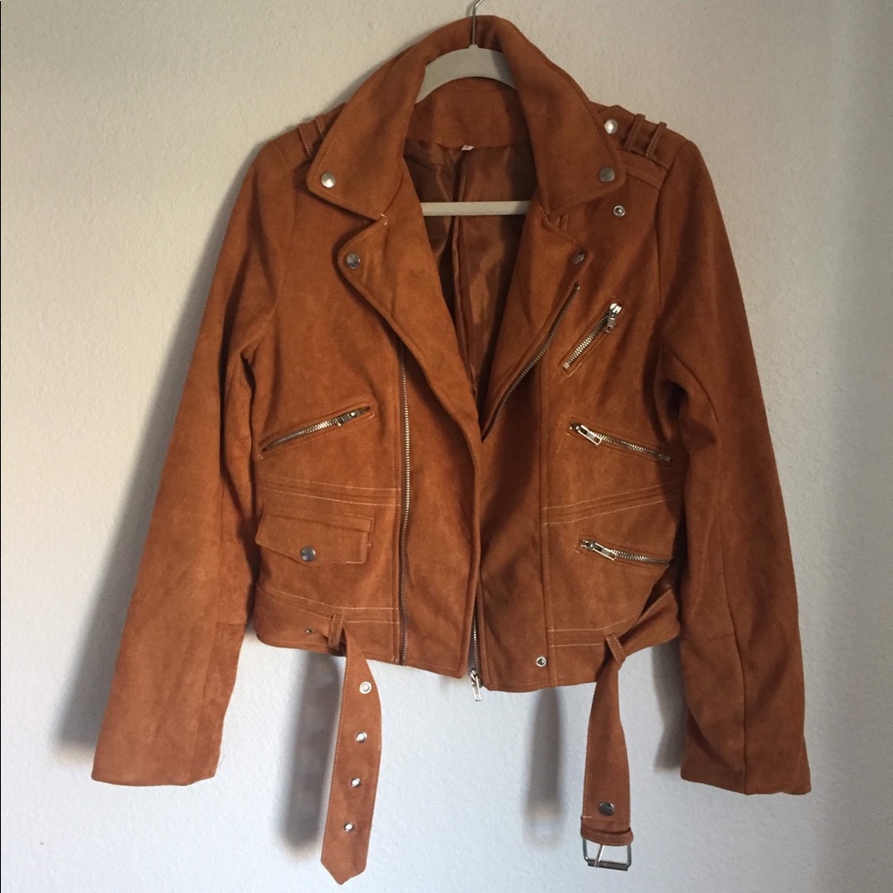 Faux Suede Moto Jacket
